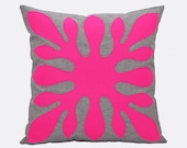 Neon Pillow Cover, Fuchsia Pillow, Bright Throw Pillow, Neon Pink Pillow, Neon cushion, Aloha, 18x18, Hawaiian Pillow