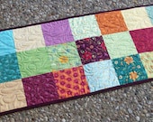 Table runner, reversible in patchwork square prints on the front and lovely Moda print on the back.  FREE Shipping in the US