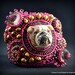 Princess Bulldog Pink Bead Embroidery Bracelet - Bead Embroidered CUSTOMIZABLE PET BRACELET