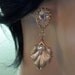 Pearl earrings - Feathers - Sparkling Gold over Sterling Cubic Zirconia posts - Bridal jewelry - bridesmaids- Elegant -