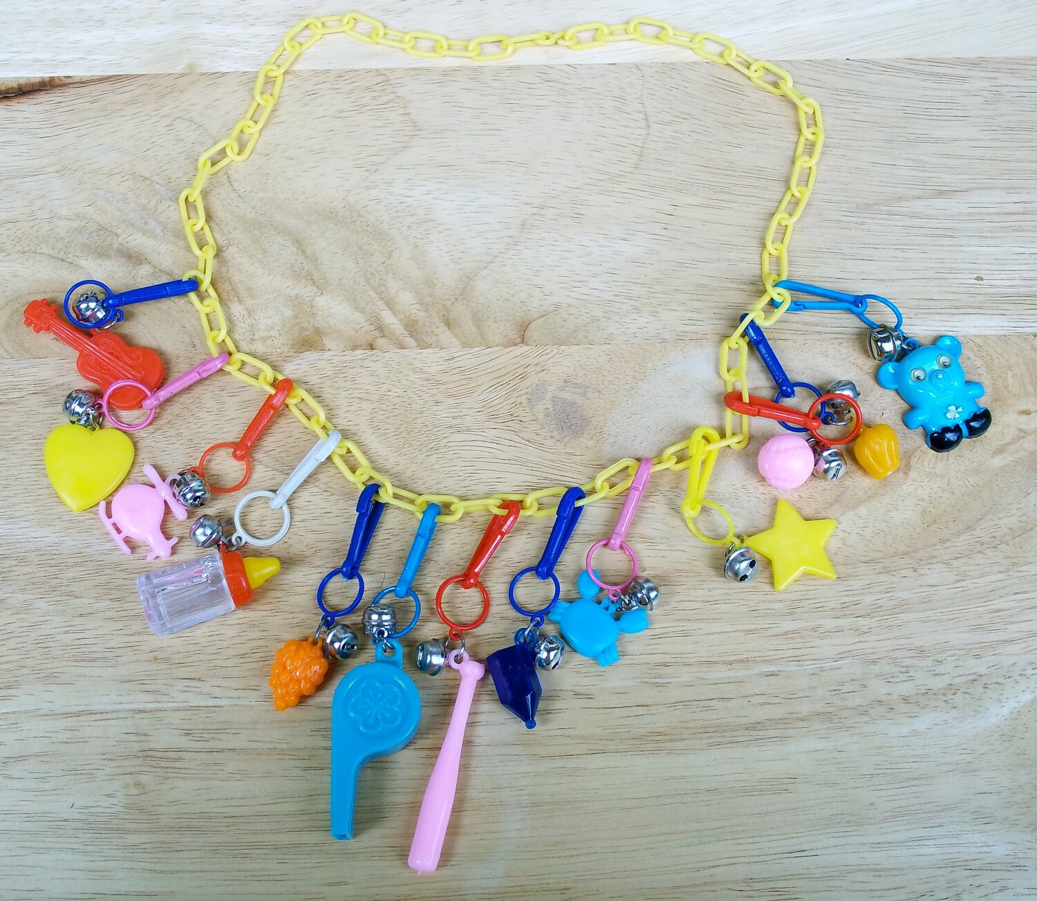 Vintage 1980's Plastic Charm Necklace by LadyLindaLou on Etsy