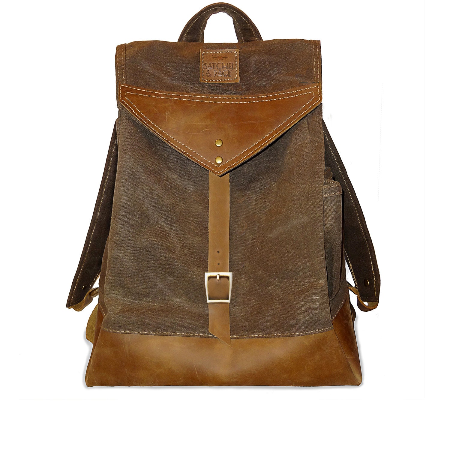 Waxed canvas rucksack , Laptop backback