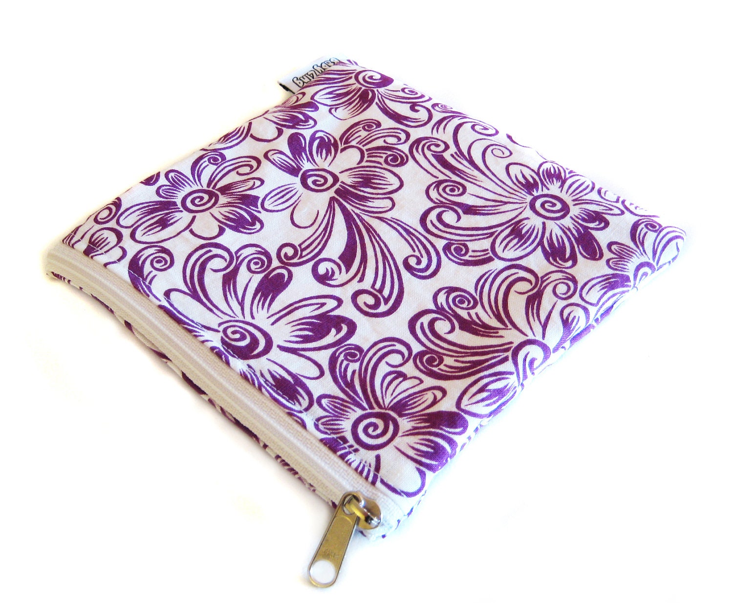 NEW Zippered Sandwich Bag Waterproof Lining BPA FREE Purple Blooms Print 7 x 7