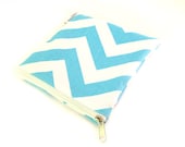 NEW Chevron Snack Bag Waterproof Lining BPA FREE Ziggy Turquoise Print 6 x 6