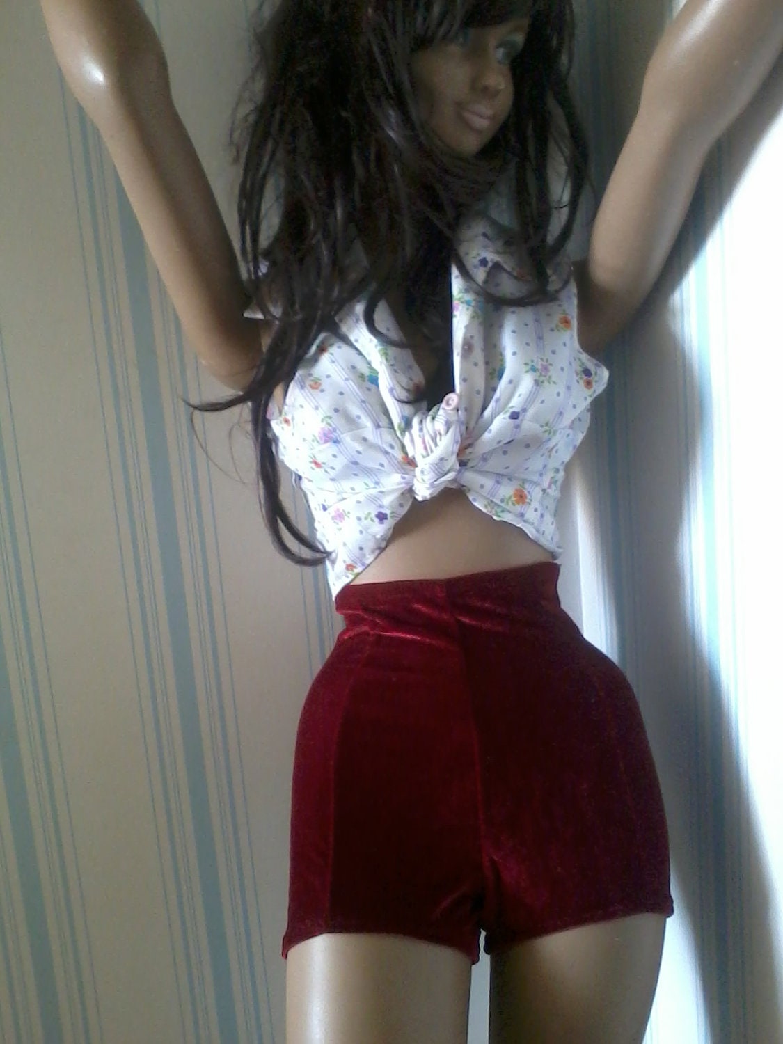 High waisted velvet shorts vintage style