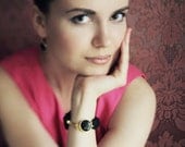 classic black and gold simple large black stone  black natural silk gemstone bracelet israel fashion jewelry  elegant