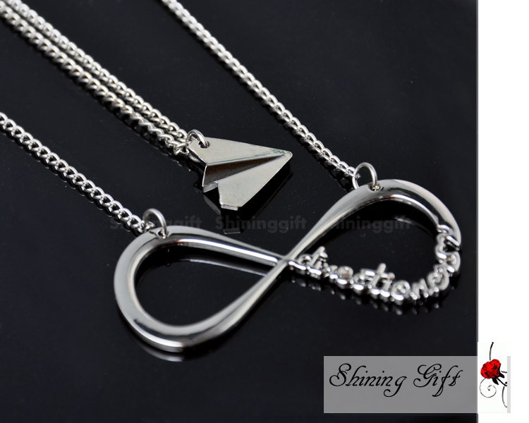 Necklace Sets-Infinity One Direction Directioner 1D Necklace and Harry Styles Paper Airplane Necklace