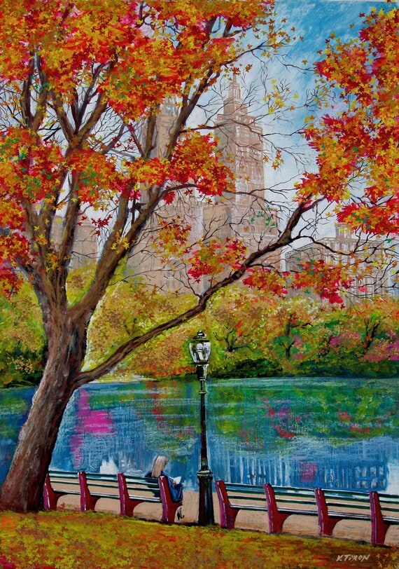 Items similar to Central Park New York City Framed Art Print On Canvas on Etsy