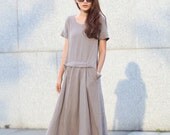 Loose Fitting Sundress Short Sleeve Summer Dress in Grey - NC364