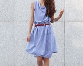 Unique Summer Dress Loose Fitting Cotton Sundress for Women in Blue - NC376