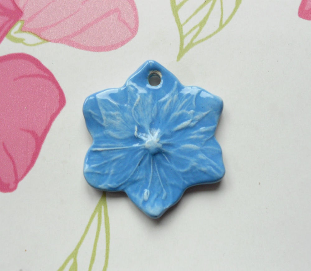 Handmade Ceramic Blue Love in the Mist Pendant