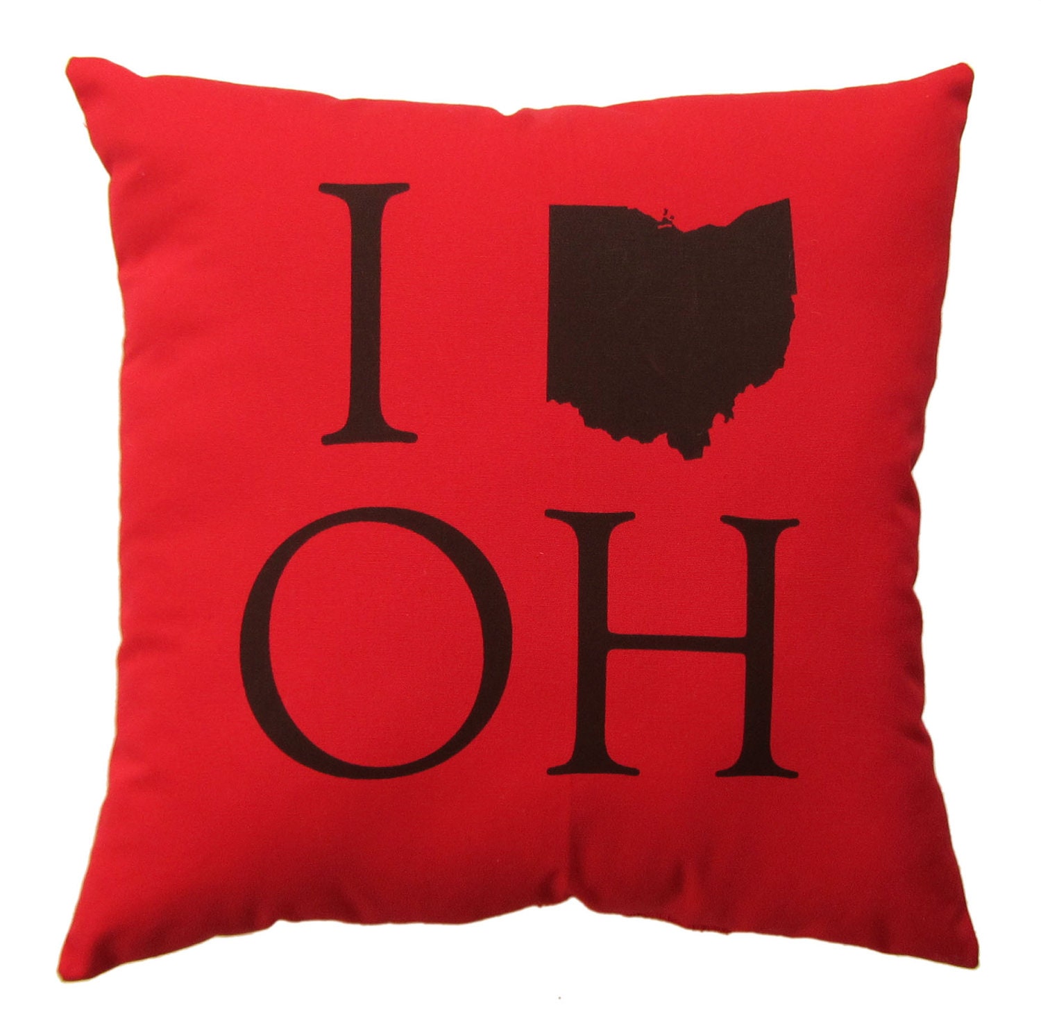 Red 'I (Ohio) OH' Throw Pillow - 13.5'' x 13.5''
