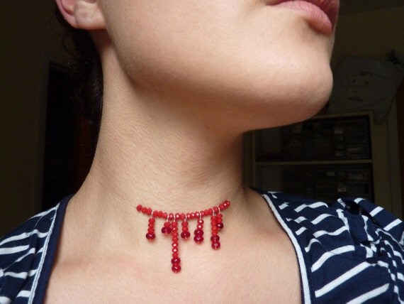 Halloween Bloody Dripping Choker Necklace in Slasher Victim - Weirdly Cute Halloween Glam Jewelry