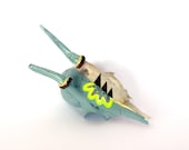 NEON & SAGE GREEN geometric painted deer skull and antlers with pearlescent pea green, metalic glitter and fluorescent yellow