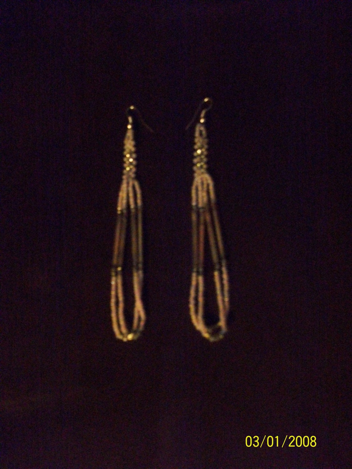 HOLIDAY SALE - Handmade Seed Bead Dangle Loop Earrings - Native American