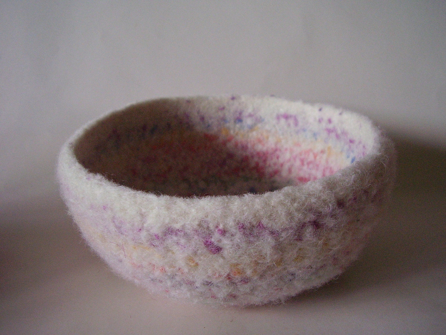 felted wool bowl rainbow mix treasure dish