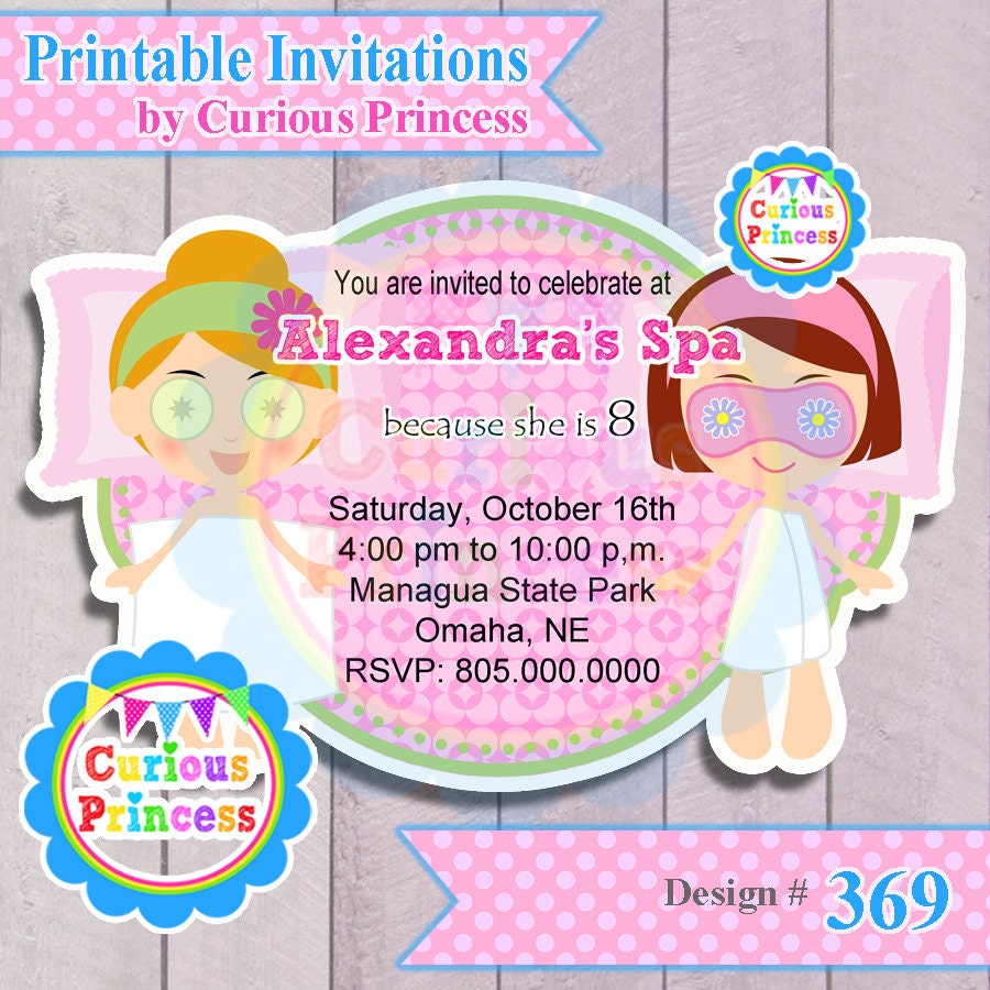 369 SPA Birthday party invitations 4x6 PRINTABLE file sent to your email african american girl birthday party