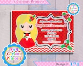 371 red Christmas PRINCESS invitations or thank you cards birthday party girl PRINTABLE DIGITAL 4x6 no disney