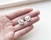 Moth Earrings- Beige Stud Post- Handmade Resin Jewelry- Gift Idea- Popular Fashion Trends- Spring- Summer