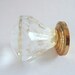 Vintage Acrylic Crystal Faceted Knob with Brass Base