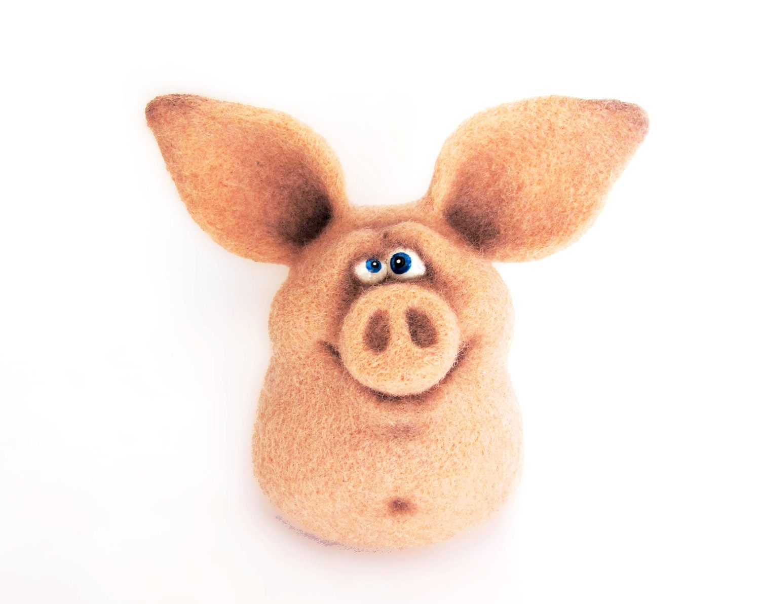 Needle Felted Toy. Funny Pig. Felt Toys. Gift under 50.  Pink. Beige white. Mother's day