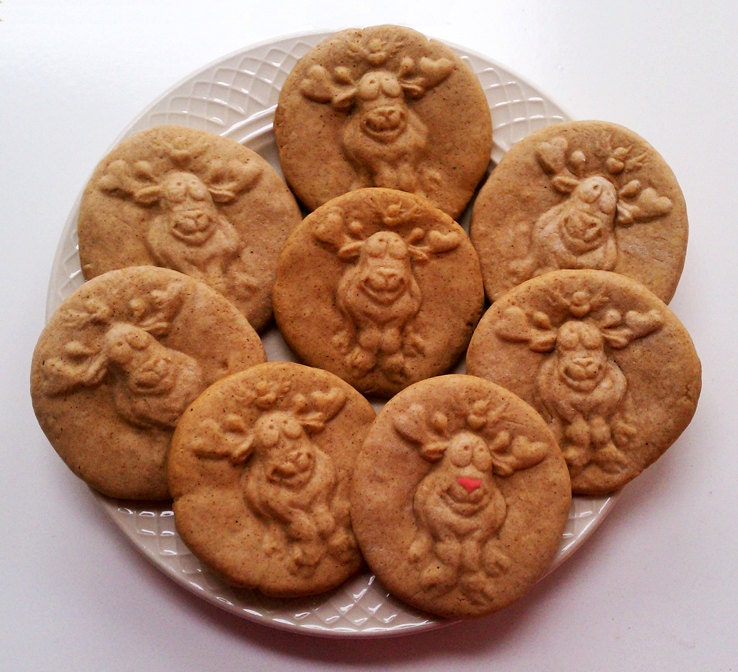 Cute Holiday Reindeer Stoneware Cookie Mold