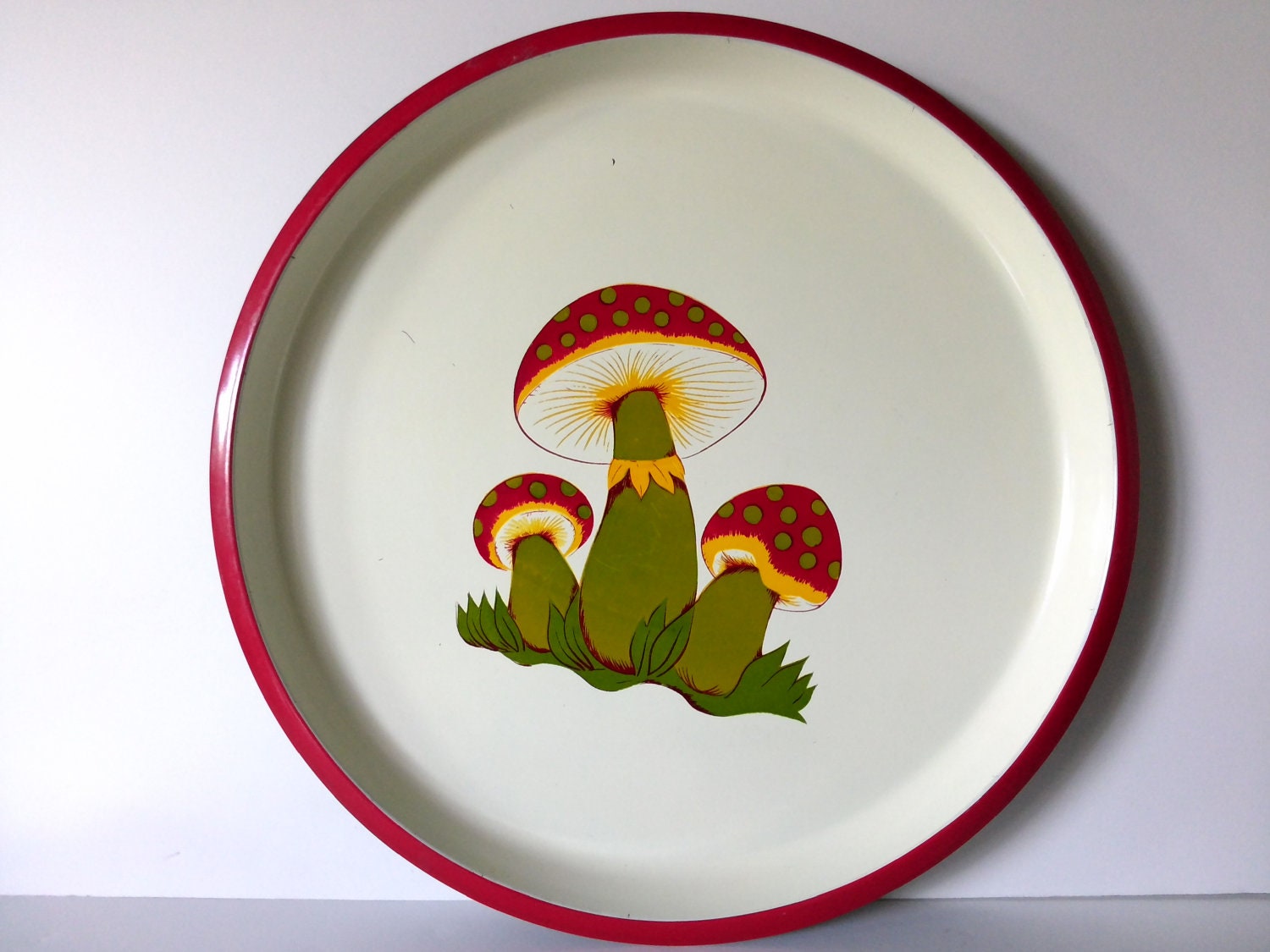 retro serving tray - mushrooms - 70s