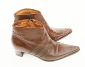 Vintage Womens Italian Conker Brown Leather Ankle Boots - UK 6 - EU 39.5 - USA 8.5 - by Paul Costelloe