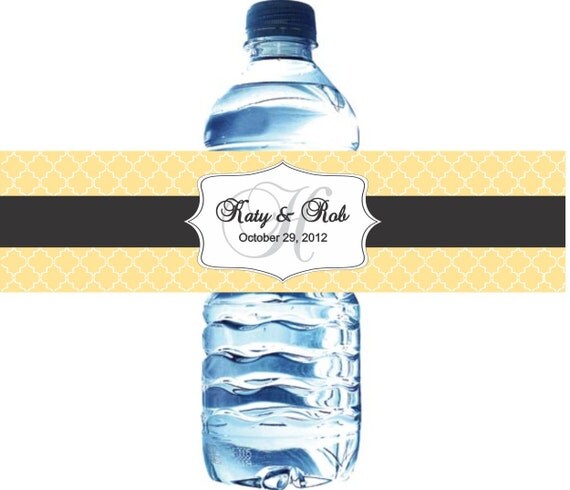Waterproof Water Bottle Labels - 100 Printed labels with your wedding colors Il_570xn