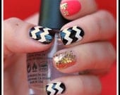 5 Sheets of 44 Chevron Nail Decals (You Pick the Colors) Now in Neon Colors
