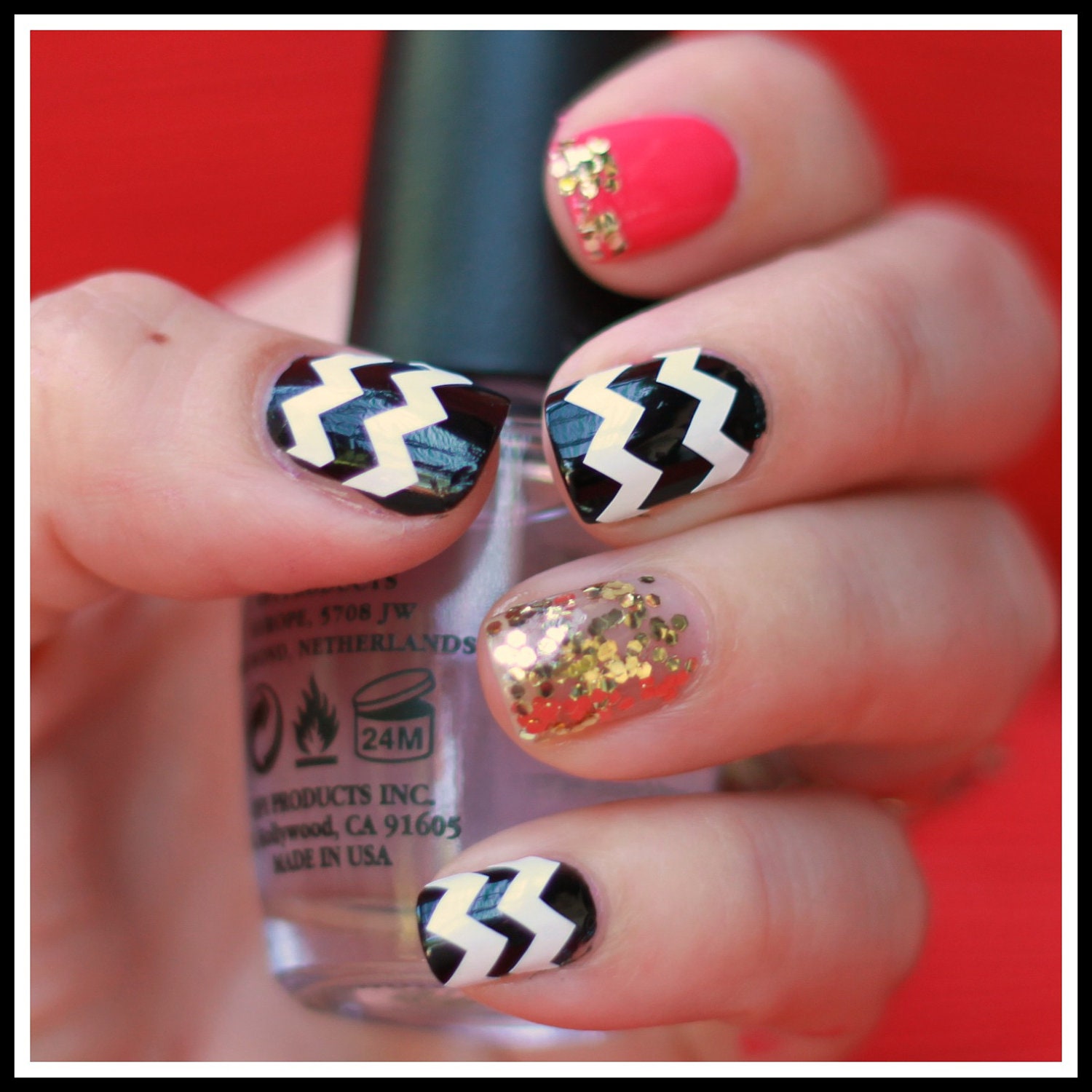 5 Sheets of 44 Chevron Nail Decals (You Pick the Colors) Now in Neon Colors