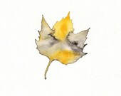 Leaf painting / watercolor print / grey and yellow / gray and yellow / I will never leave you / Archival Print