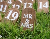 Hand Painted Wedding Rustic Wood Table Numbers (set of 20) READY TO SHIP - free shipping  (item 1213)