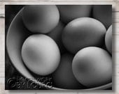 Black and White - Kitchen Art - Photograph - 8 x 10 - Bowl of Farm Fresh Eggs