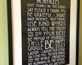 Family Rules - PERSONALIZED (Your Family Name) - Rennie Mackintosh -Subway Art