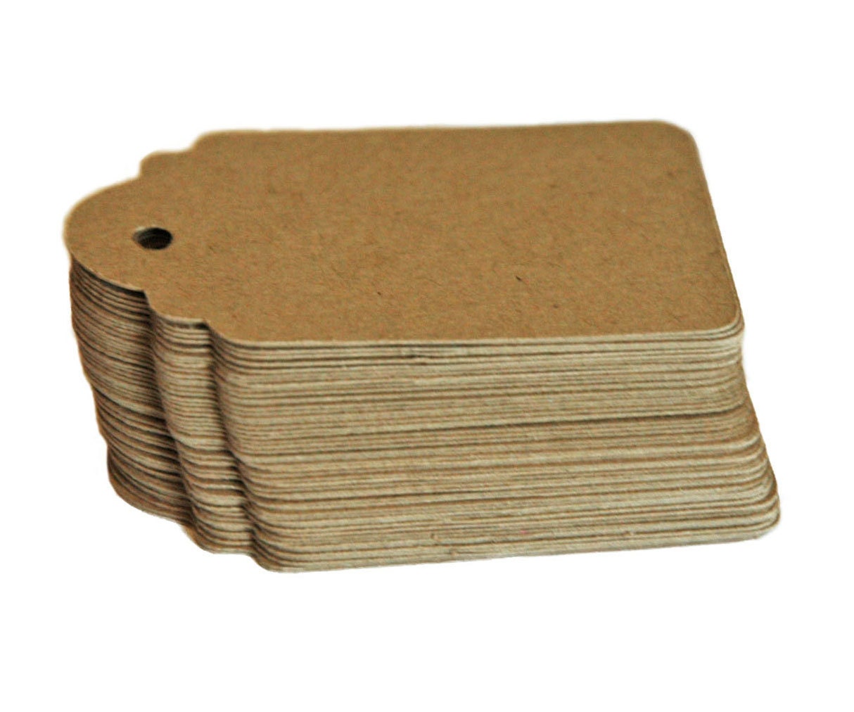 Kraft Cardstock Hang Tags - Set of 50 Small Size 2" x 1 1/8"- Favor Tags - Wedding - Gift Tag - Shower - Price Tag