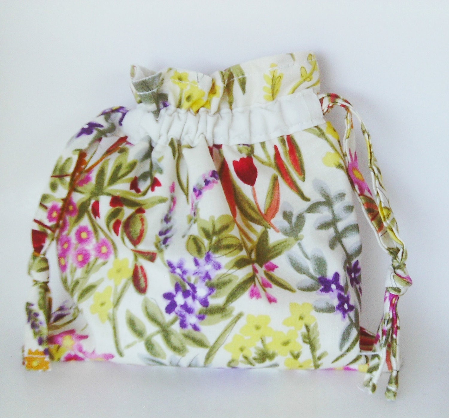 Drawstring Floral Pouch Makeup Bag Snack Bag Medicine Bag Jewelry Bag