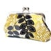 Small clutch bag, mustard yellow, black, gray