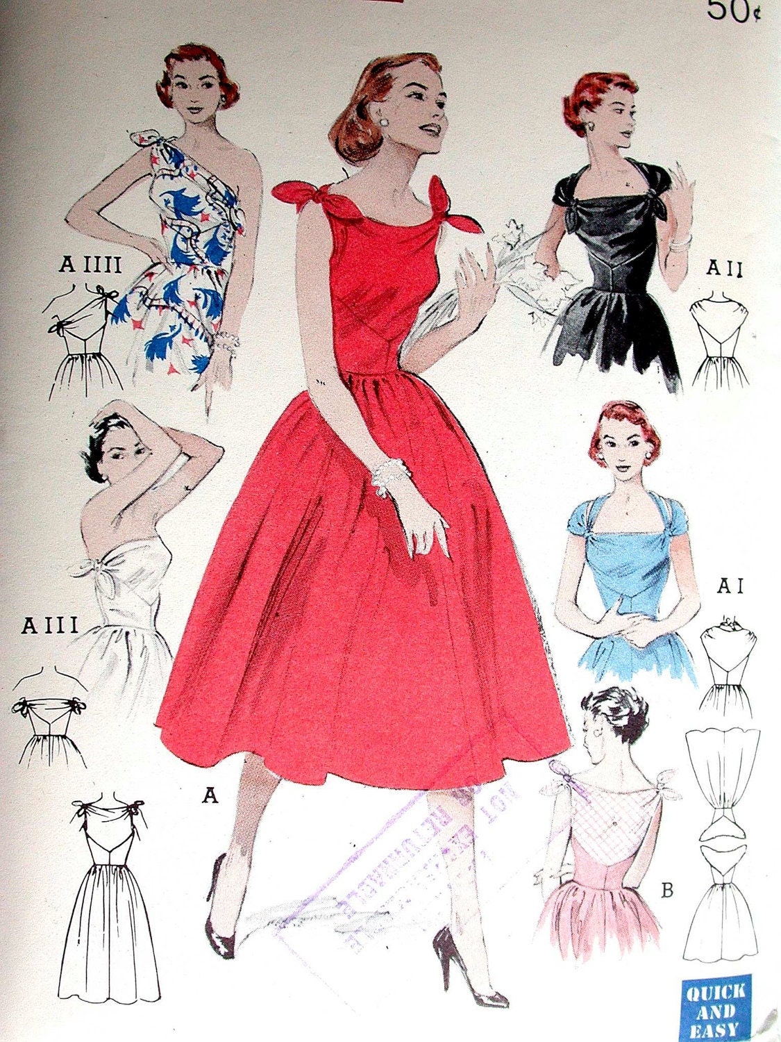 Butterick Dress Pattern No 6439 Vintage 1950s By Californiasunset 5909