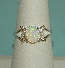 Authentic Australian Fire Opal Ring Amazing Play of by EUROBEADS