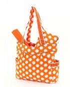 Quilted Large Polka Dots Hobo Diaper Bag- Orange and White