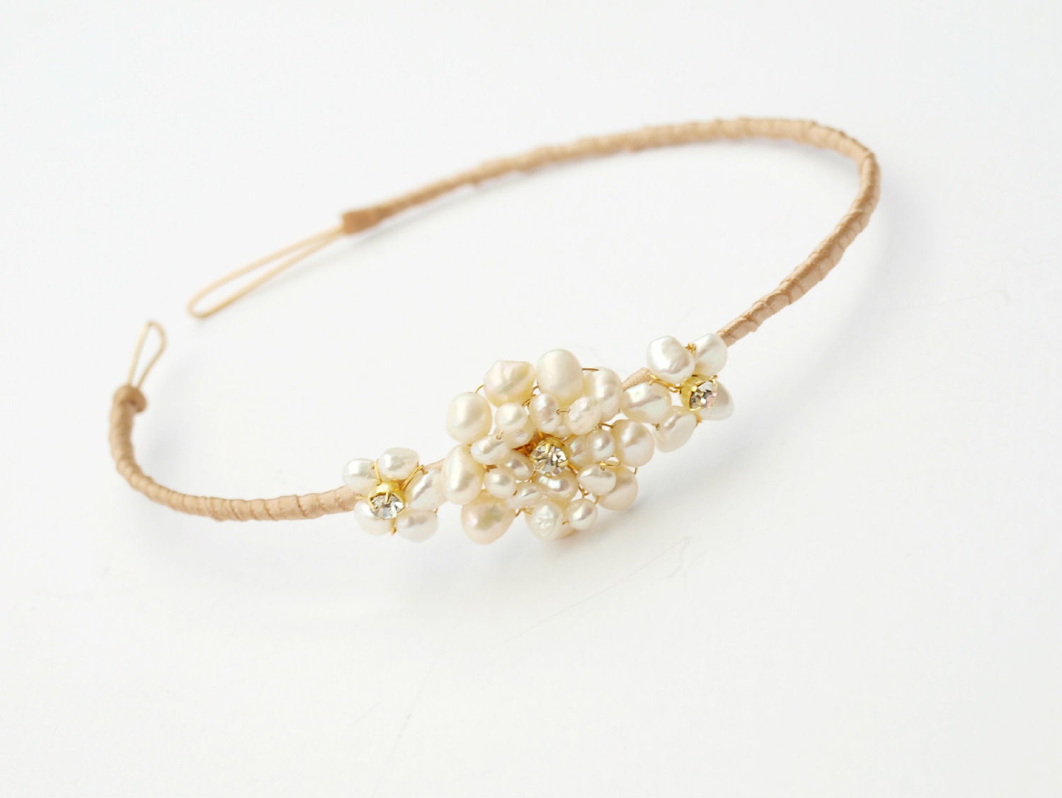 Wedding Gold Vintage Brooch Style Side Tiara Ivory Pearl Gold Diamante Wedding Headband Bridesmaid Headdress Bridesmaid Hair Accessories