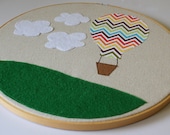 Hot Air Balloon Nursery Art- Embroidery Hoop Applique