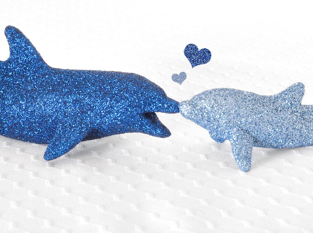 Nautical Dolphins Glitter Critter Table Decoration for Nurseries, Weddings, Bridal Showers, Home Decor or Birthday Party Centerpiece - wishdaisy