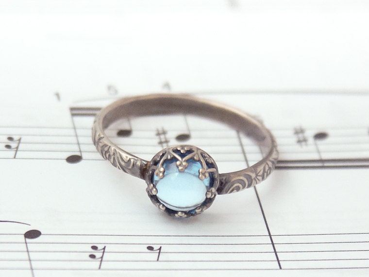Blue Topaz Ring , Swiss Blue topaz set in a Sterling Silver crown - Custom created in your size