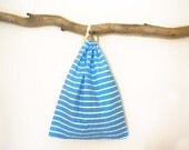 Gift Bag - Aqua Seersucker Stripe- Hand Crafted from Salvaged Fabrics