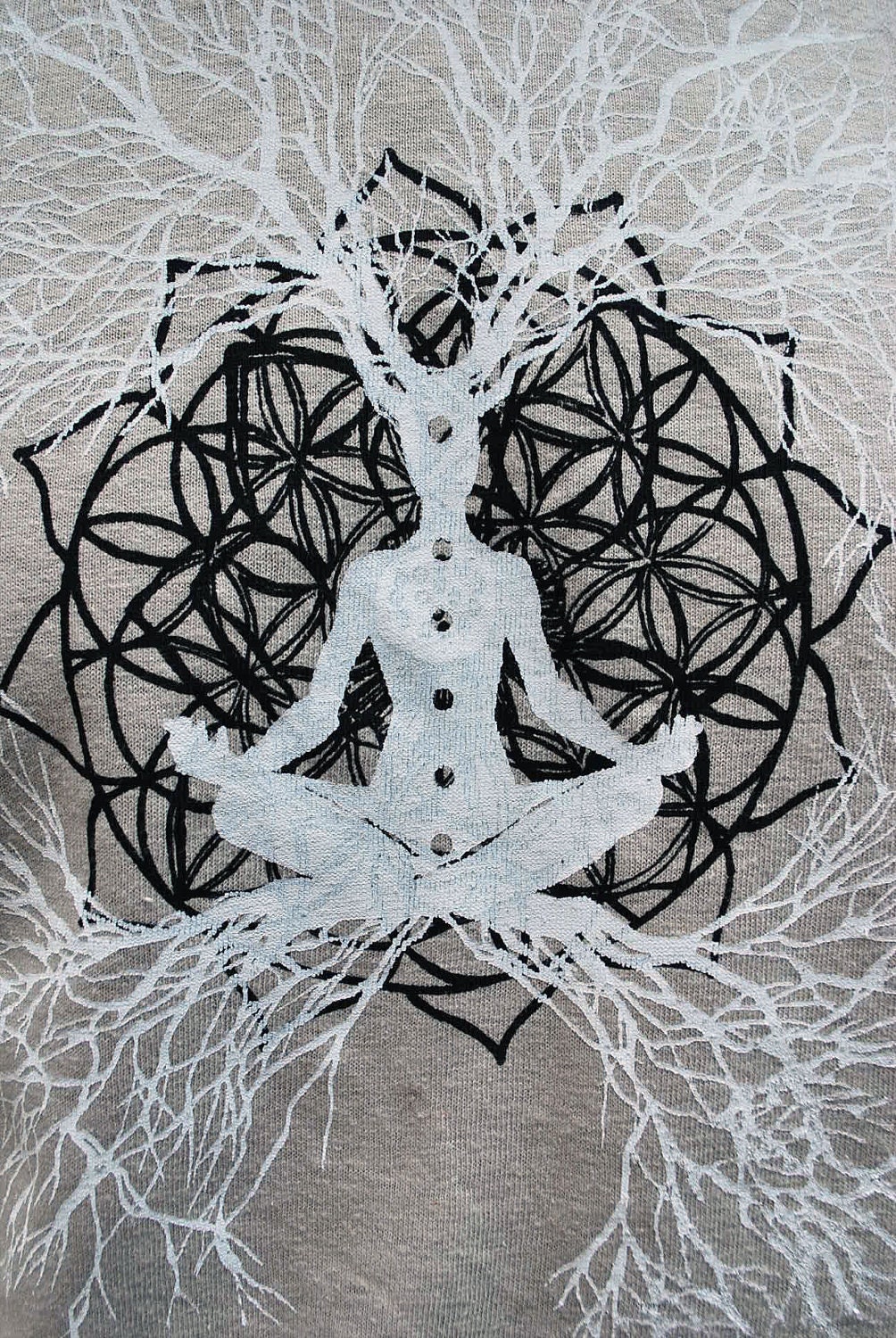 Flower of Life Heart Chakra / Tree of Life Hemp and Organic Cotton t-shirt - Mens Medium