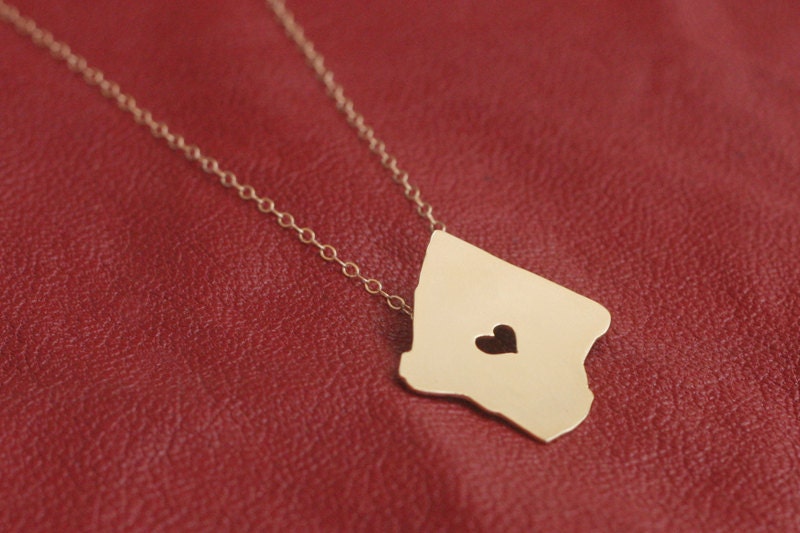 I Love JERUSALEM Gold Necklace, I Heart Jerusalem, Map Necklace, Israeli Desighn- Handmade