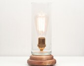 Hurricane Pedestal Lamp Natural Oak- Modern Table Lamp, Edison Bulb Lamp, Oak