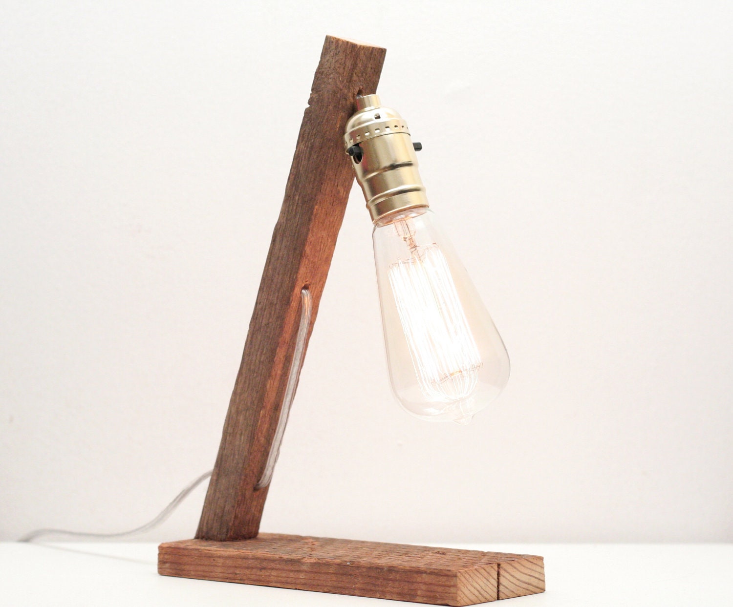Tobacco Stick Lamp- Rustic Lighting, Vintage Wood Lighting, Table Lamp, Exposed Edison Bulb